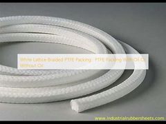 Embalaje trenzado enrejado blanco de PTFE, embalaje de PTFE con aceite o sin aceite