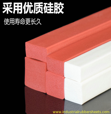 Tamaño personalizado Barras de esponja de silicona de color blanco rojo de celda cerrada Barras de espuma de silicona para sello de puerta con superficie lisa