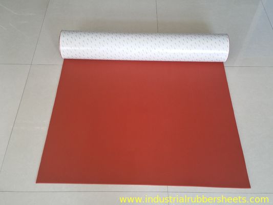 Lámina de esponja de silicona resistente a altas temperaturas de color rojo oscuro y de celda cerrada con adhesivo 3M