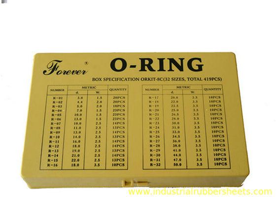 Standard Size Silicone Rubber Washers O Ring Kit with 70 Shore A Hardness and ISO3601, AS568A, DIN3771, JIS B2401 Compliance